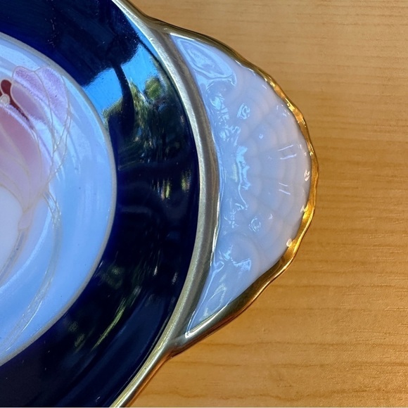 Vintage Legacy by Noritaki Formal butter dish Serving platter blue, white & gold - Picture 4 of 15